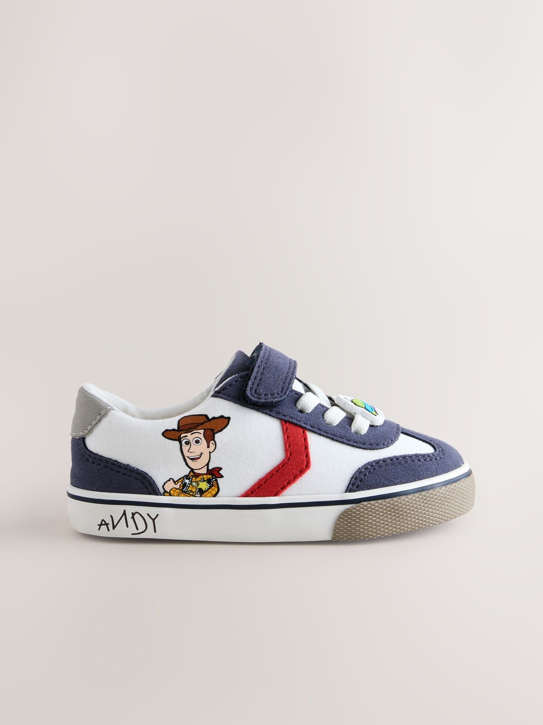 White Toy Story Wide Fit (G) Touch Fastening Elastic Lace Trainers image 2