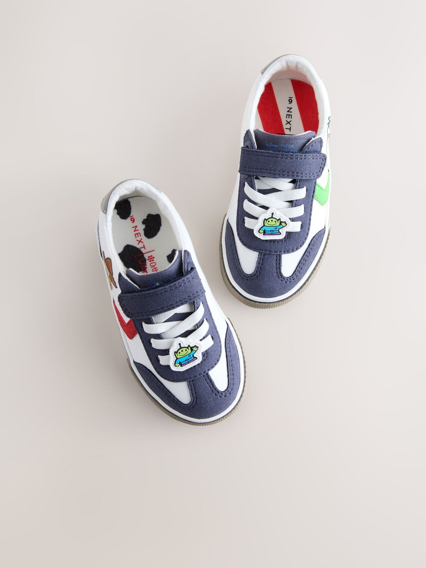 White Toy Story Wide Fit (G) Touch Fastening Elastic Lace Trainers image 3