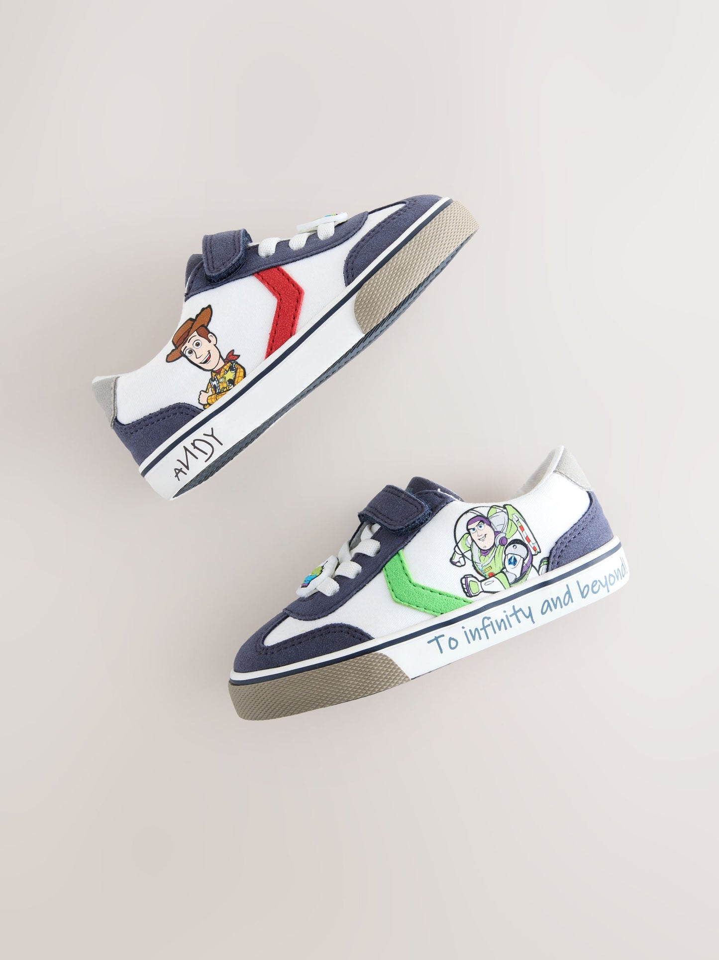 White Toy Story Wide Fit (G) Touch Fastening Elastic Lace Trainers image 4
