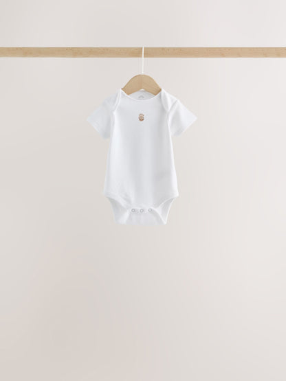 White Mini Safari Animals Short Sleeve Baby Bodysuits 5 Pack - image 2