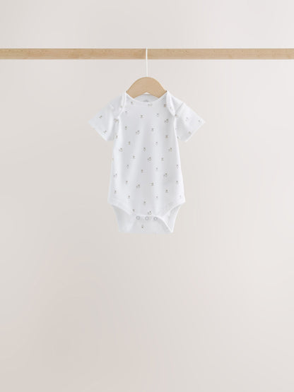 White Mini Safari Animals Short Sleeve Baby Bodysuits 5 Pack - image 3