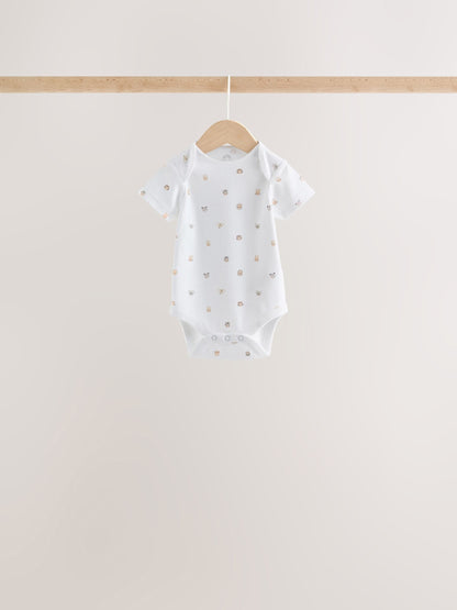 White Mini Safari Animals Short Sleeve Baby Bodysuits 5 Pack - image 5