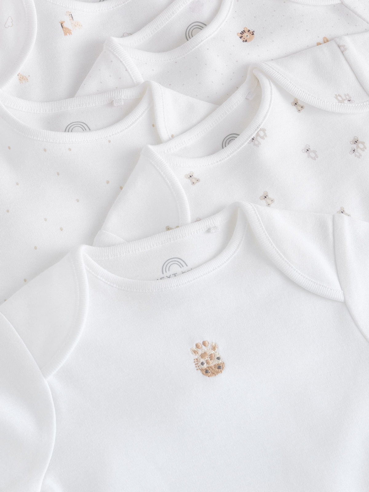 White Mini Safari Animals Short Sleeve Baby Bodysuits 5 Pack - image 9
