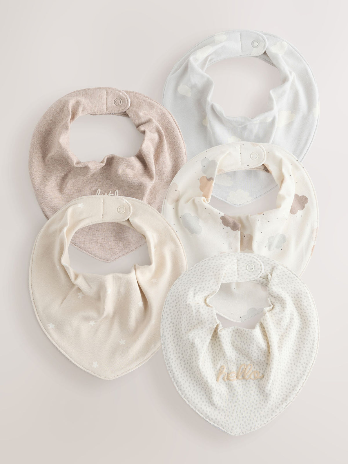 Neutral Cloud Baby Bibs 5 Pack - image 1