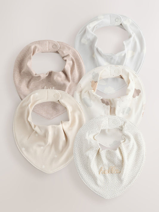 Neutral Cloud Baby Bibs 5 Pack - image 1