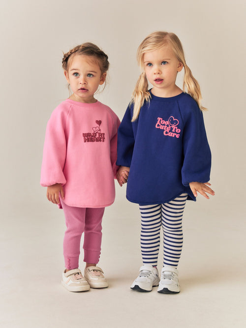 Navy/Pink Sweatshirt and Leggings Set 2 Pack (3mths-7yrs) image 1
