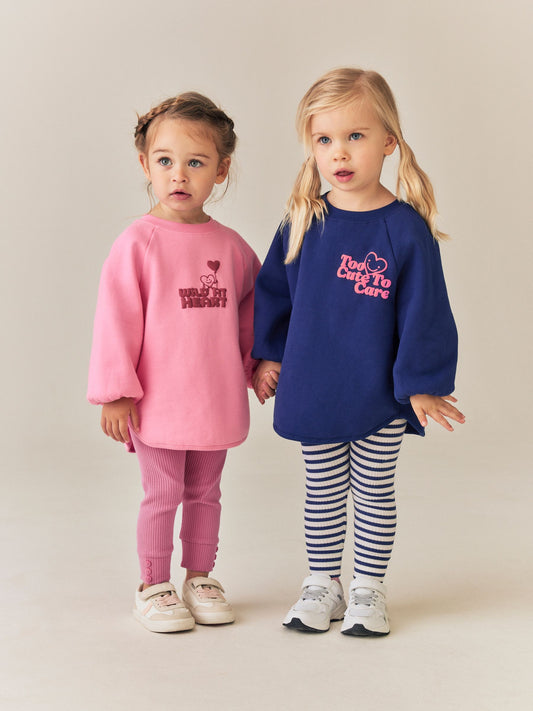 Navy/Pink Sweatshirt and Leggings Set 2 Pack (3mths-7yrs) image 1