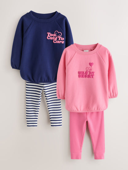 Navy/Pink Sweatshirt and Leggings Set 2 Pack (3mths-7yrs) image 7