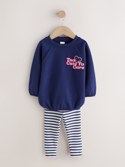 Navy/Pink Sweatshirt and Leggings Set 2 Pack (3mths-7yrs) image 8