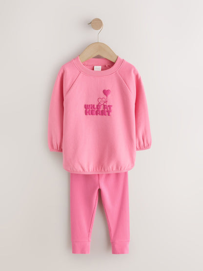 Navy/Pink Sweatshirt and Leggings Set 2 Pack (3mths-7yrs) image 9