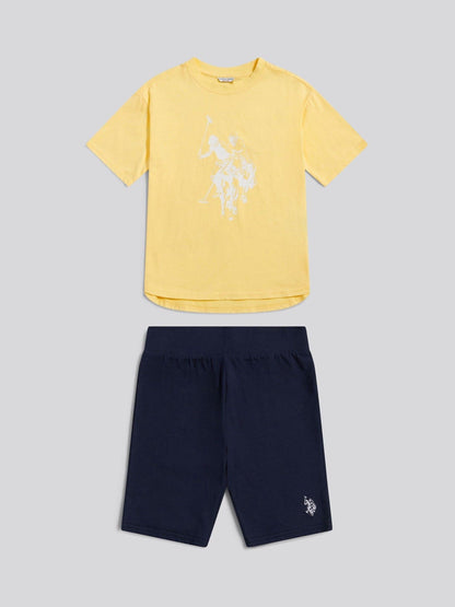 Dsiney Kidz - U.S. Polo Assn. Yellow Print T-Shirt & Jersey Shorts Set image 1