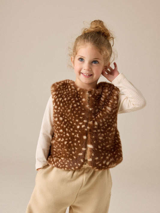 Dsiney Kidz - Deer Animal Print Faux Fur Gilet (3mths-7yrs) image 1