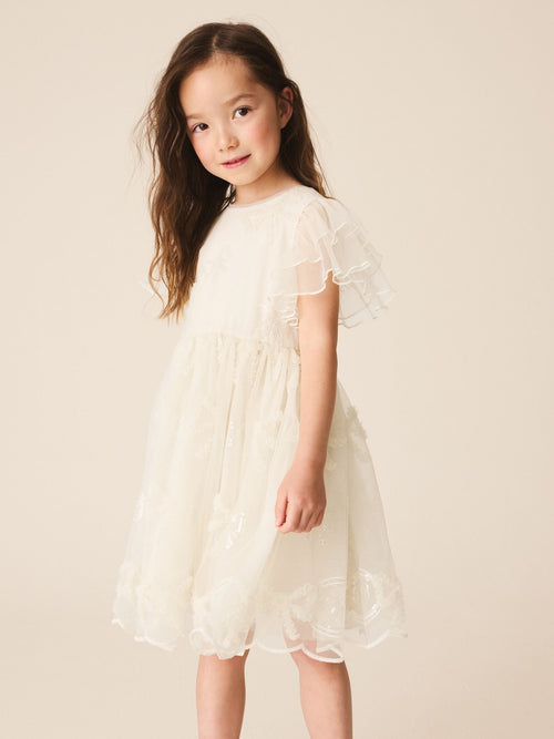 Dsiney Kidz - Ivory Bow Embellished Mesh Occasion Dress (3-16yrs) image 1