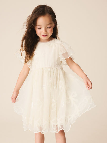 Dsiney Kidz - Ivory Bow Embellished Mesh Occasion Dress (3-16yrs) image 2