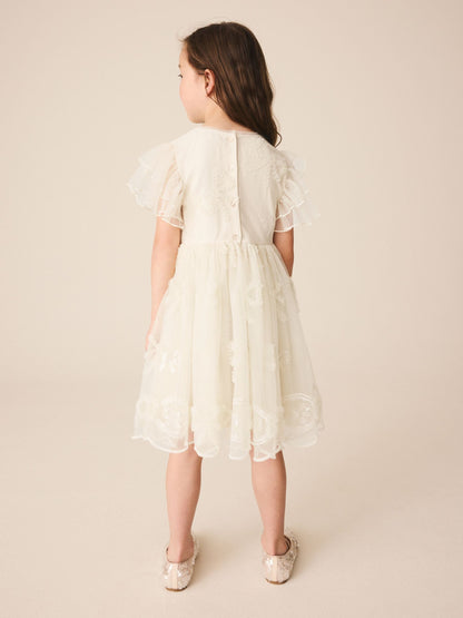 Dsiney Kidz - Ivory Bow Embellished Mesh Occasion Dress (3-16yrs) image 3