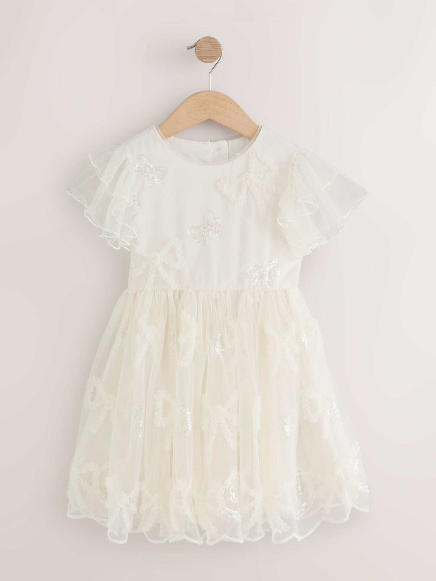 Dsiney Kidz - Ivory Bow Embellished Mesh Occasion Dress (3-16yrs) image 5