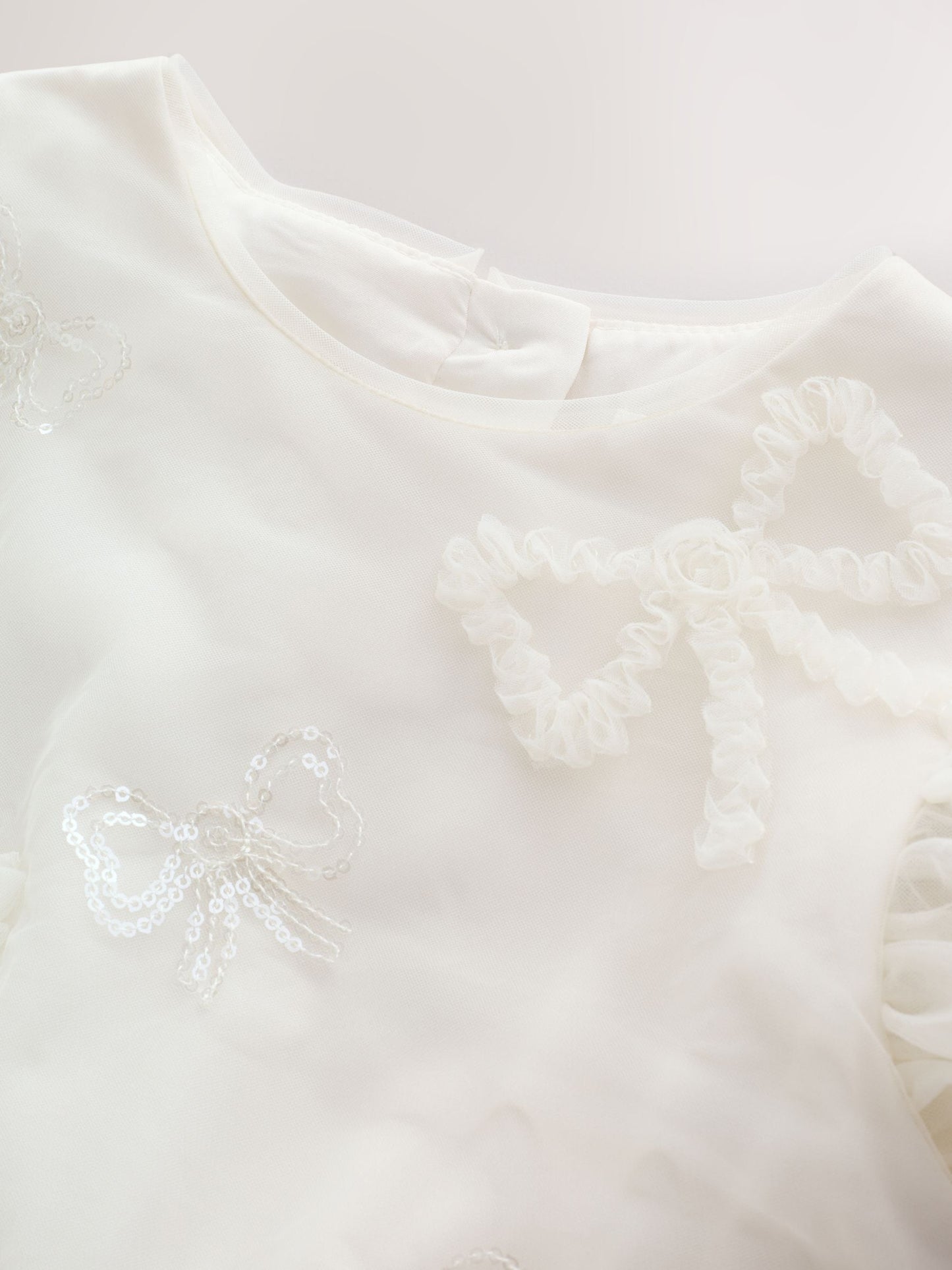 Dsiney Kidz - Ivory Bow Embellished Mesh Occasion Dress (3-16yrs) image 7