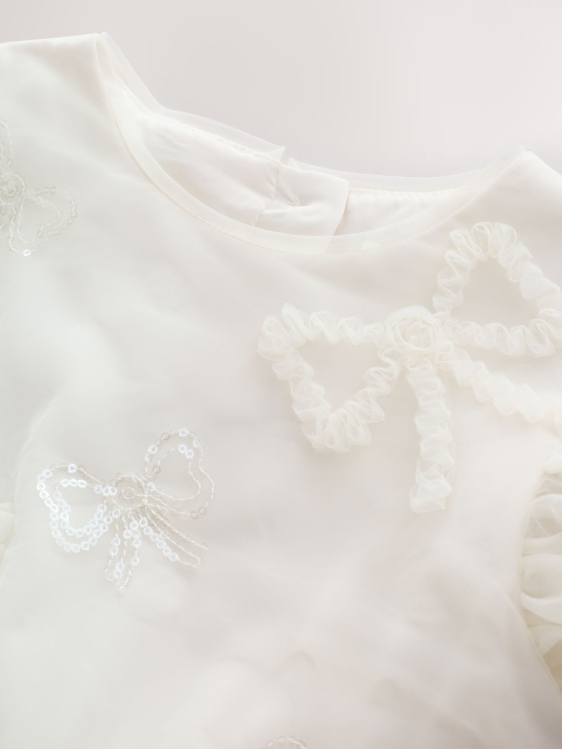 Dsiney Kidz - Ivory Bow Embellished Mesh Occasion Dress (3-16yrs) image 7