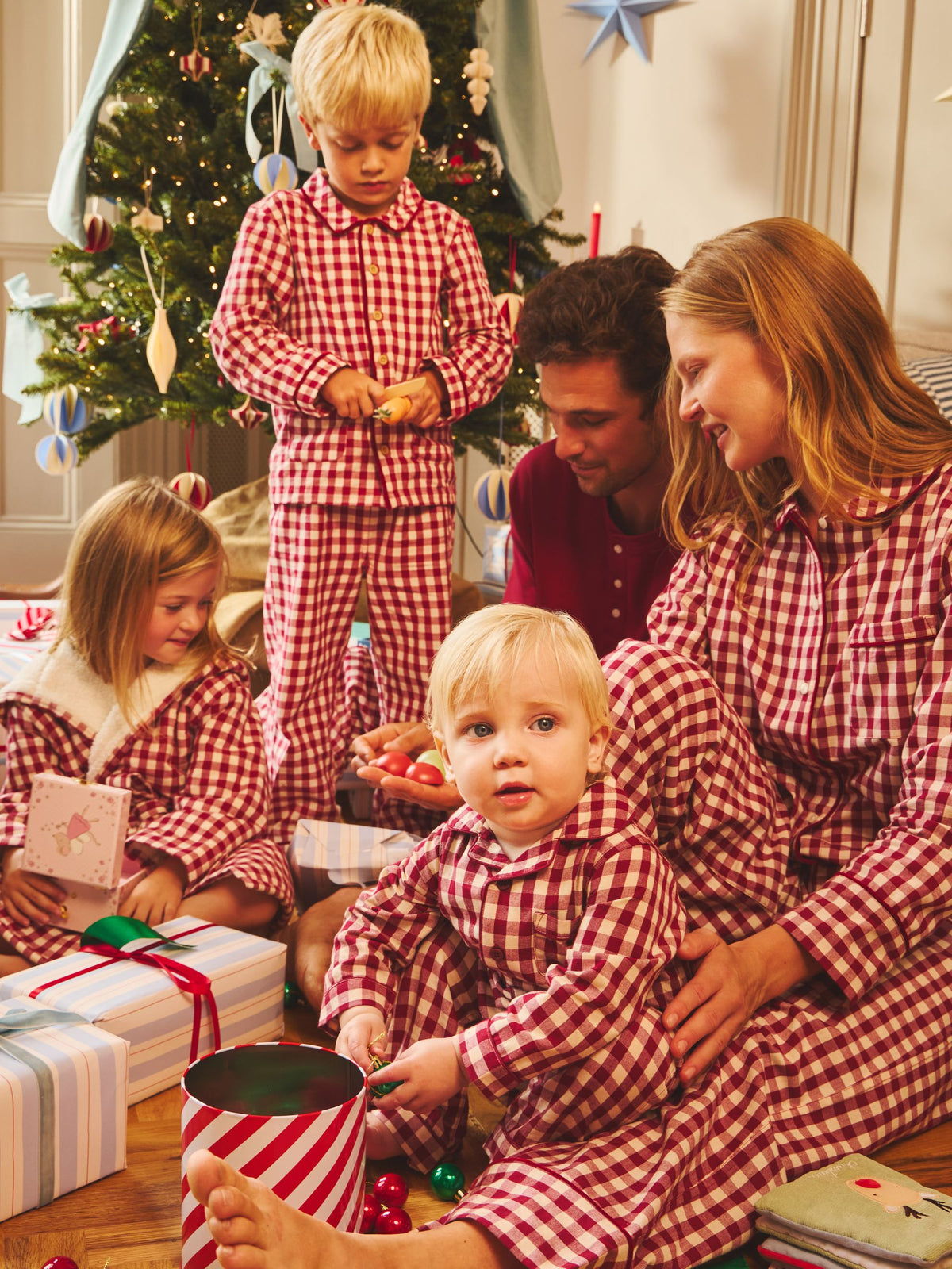 JoJo Maman Bébé Burgundy Gingham Dressing Gown - image 2