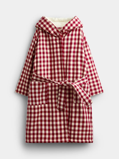 JoJo Maman Bébé Burgundy Gingham Dressing Gown - image 3