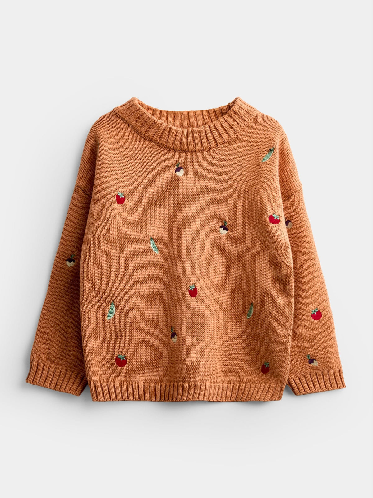 JoJo Maman Bébé Rust Orange Harvest Embroidered Knitted Jumper - image 1