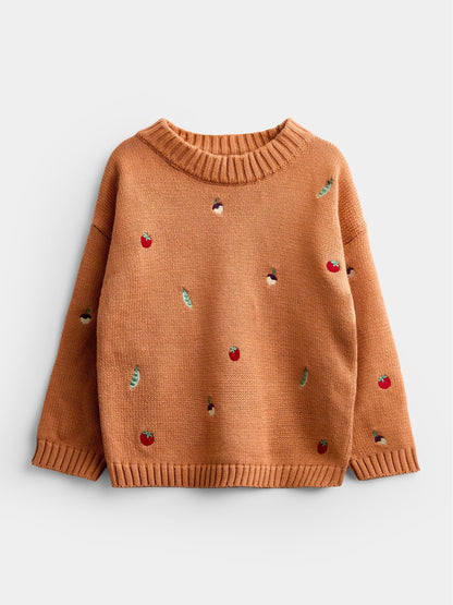 JoJo Maman Bébé Rust Orange Harvest Embroidered Knitted Jumper - image 1