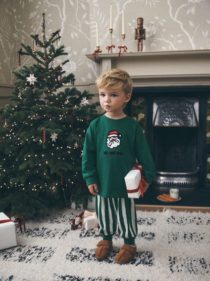 Green/White Stripe Bottoms Christmas Pyjamas (9mths-10yrs) - image 1