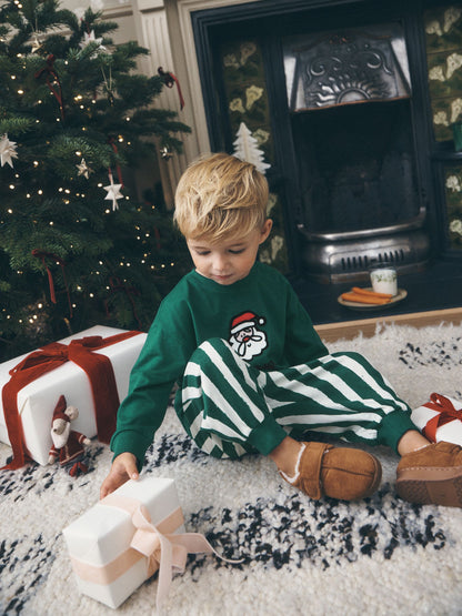 Green/White Stripe Bottoms Christmas Pyjamas (9mths-10yrs) - image 2