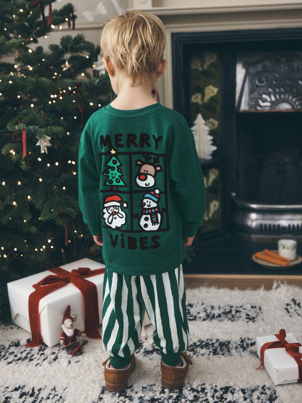 Green/White Stripe Bottoms Christmas Pyjamas (9mths-10yrs) - image 4