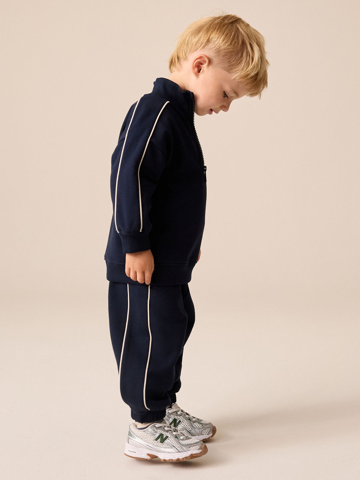 Navy/White Half Zip Top and Joggers Set (3mths-7yrs) - image 4