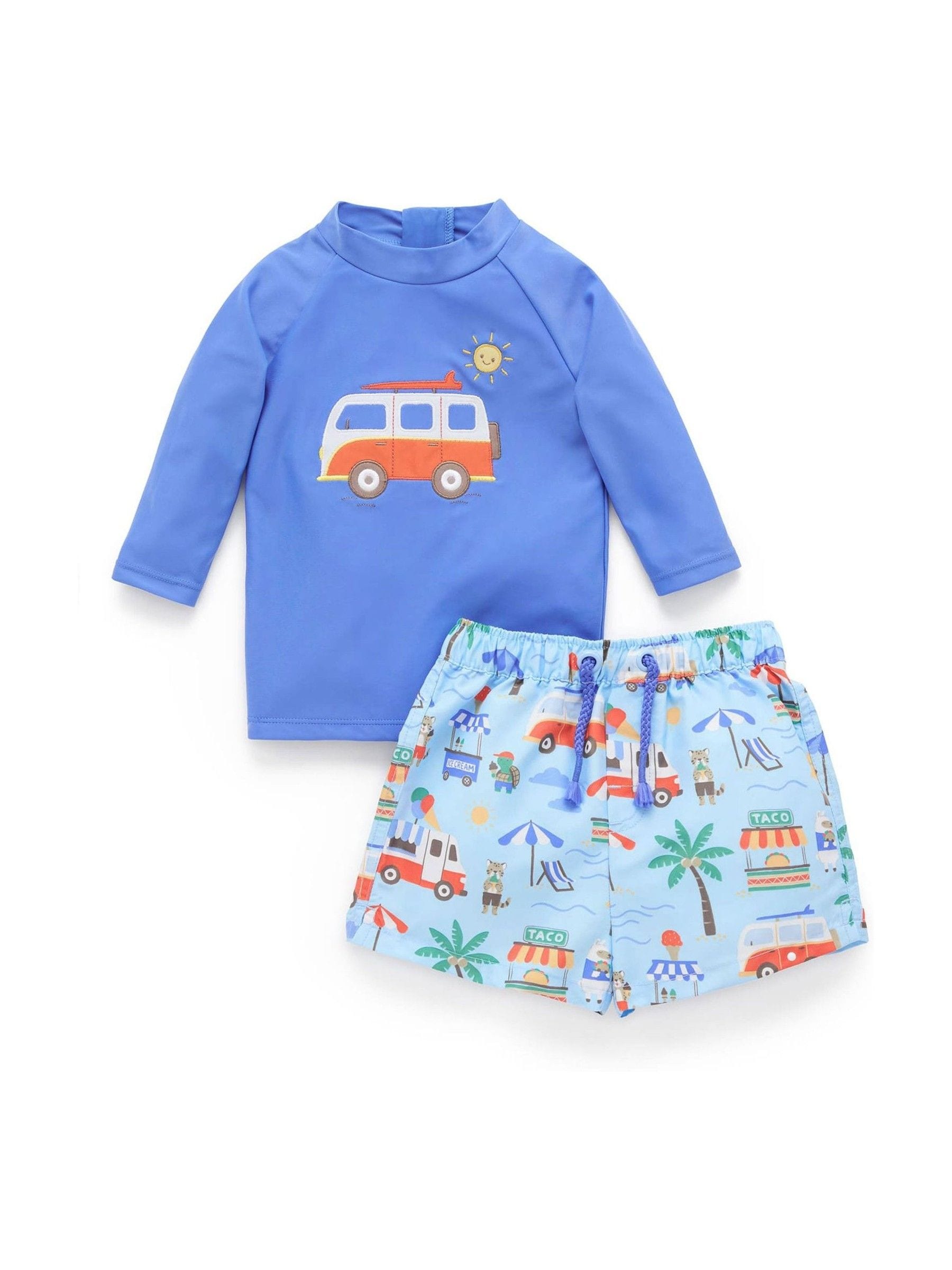 Purebaby Blue Board Short & Rashie Swim Set image 2