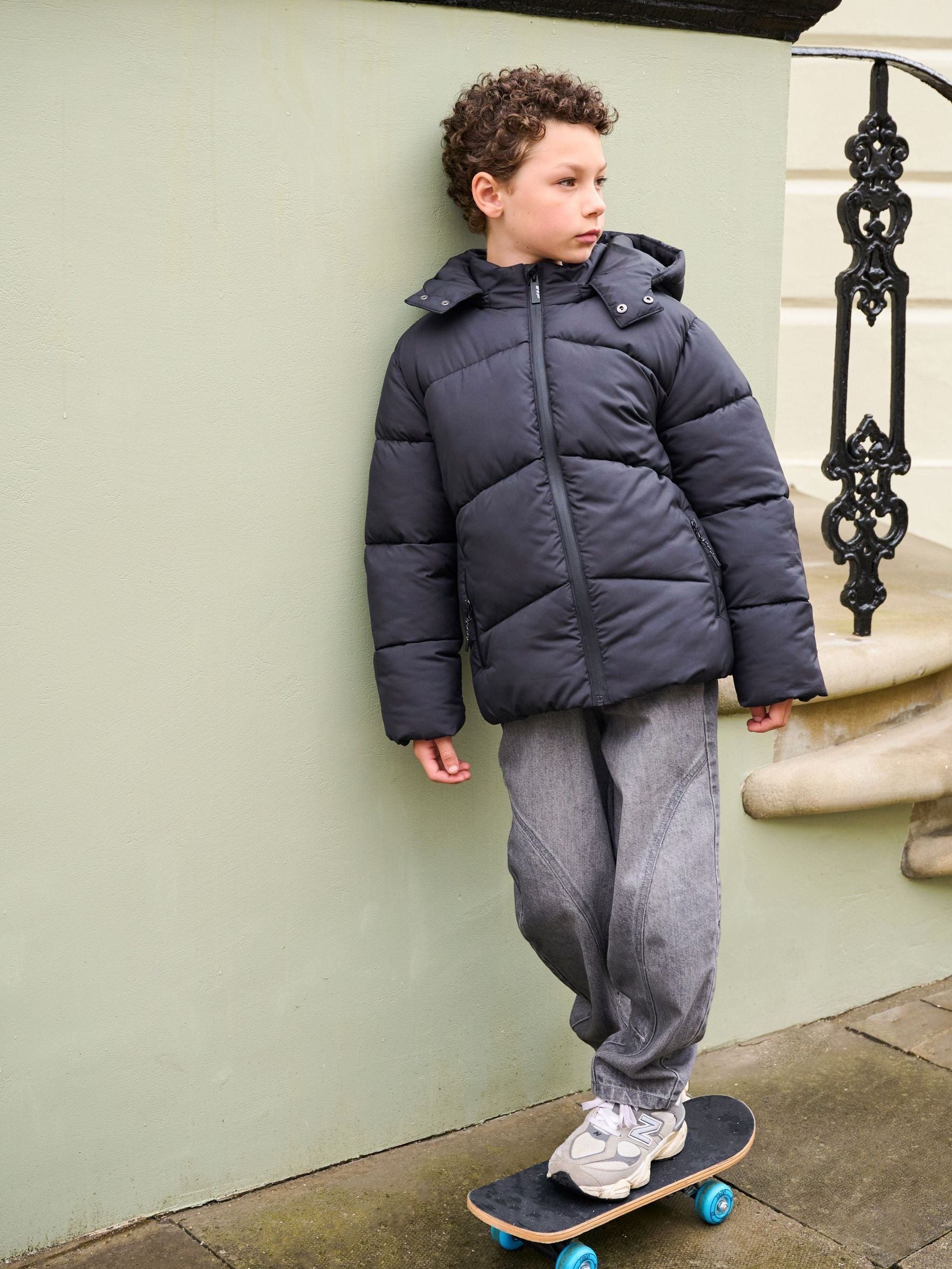 Dsiney Kidz - Angel & Rocket Black Troy Quilted Jacket image 2