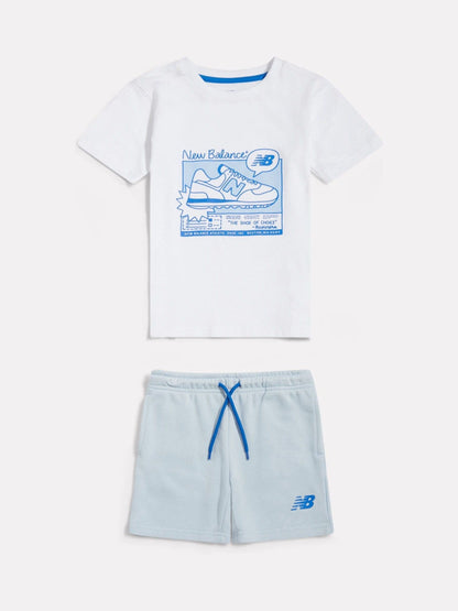 New Balance White Greatest Hits Graphic T-Shirt & Short Set image 1