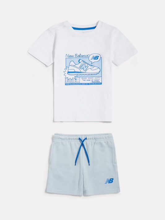 New Balance White Greatest Hits Graphic T-Shirt & Short Set image 1