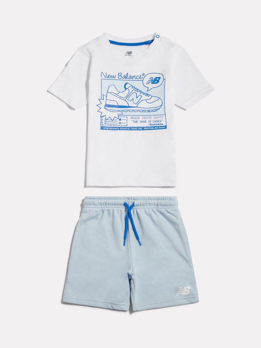 New Balance White Greatest Hits T-Shirt & Shorts Set image 1