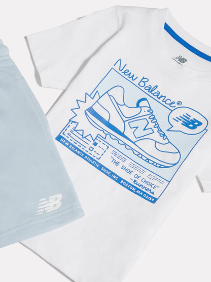 New Balance White Greatest Hits T-Shirt & Shorts Set image 3