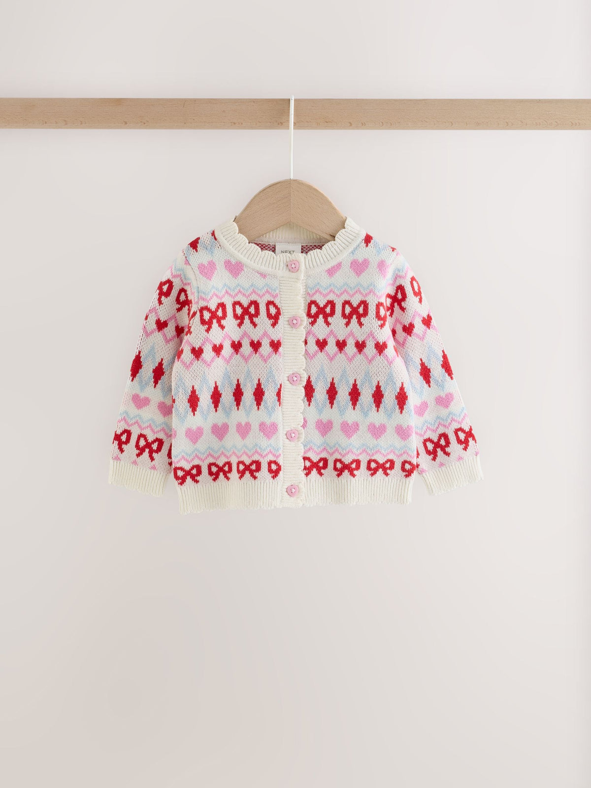 Pink and White Fairisle Knitted Cardigan and Leggings Baby Set 2 Piece (0mths-2yrs) - image 3