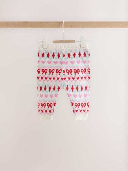 Pink and White Fairisle Knitted Cardigan and Leggings Baby Set 2 Piece (0mths-2yrs) - image 6