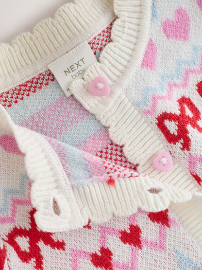 Pink and White Fairisle Knitted Cardigan and Leggings Baby Set 2 Piece (0mths-2yrs) - image 9