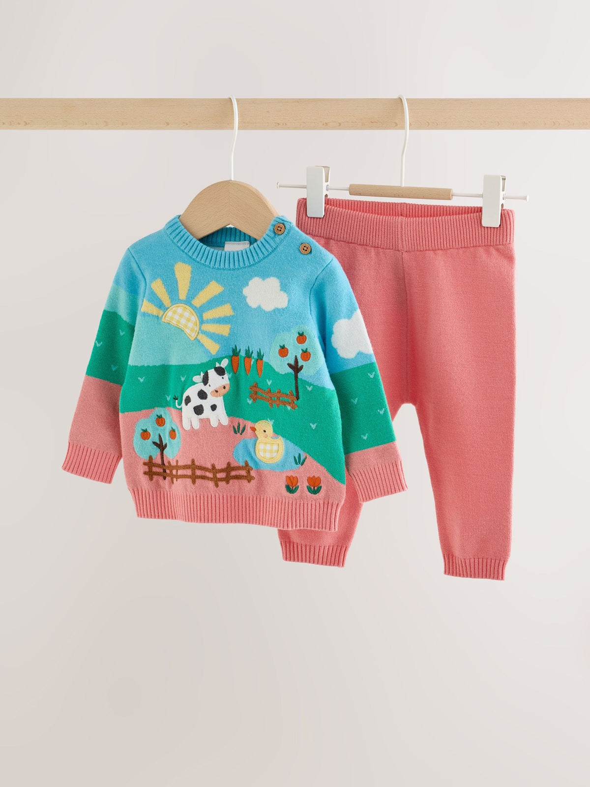Bright Farm Character Knitted Scene Jumper and Leggings Baby Set (0mths-2yrs) - image 1