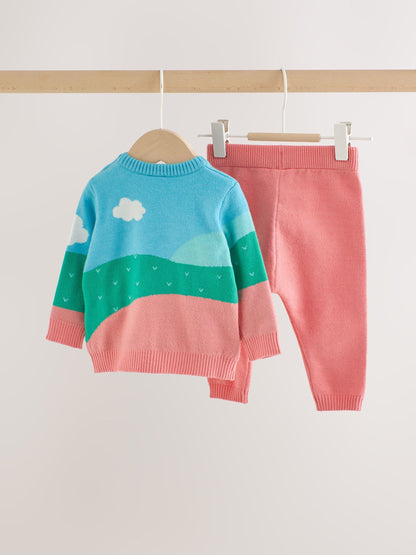 Bright Farm Character Knitted Scene Jumper and Leggings Baby Set (0mths-2yrs) - image 2