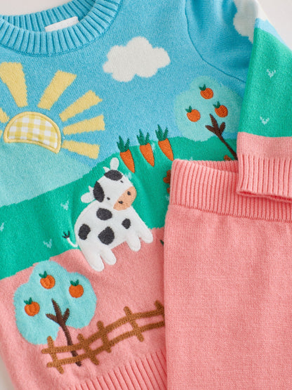 Bright Farm Character Knitted Scene Jumper and Leggings Baby Set (0mths-2yrs) - image 7