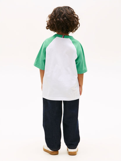 Tommy Hilfiger White Graphic Raglan Crew Neck T-Shirt image 3
