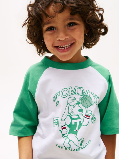 Tommy Hilfiger White Graphic Raglan Crew Neck T-Shirt image 4