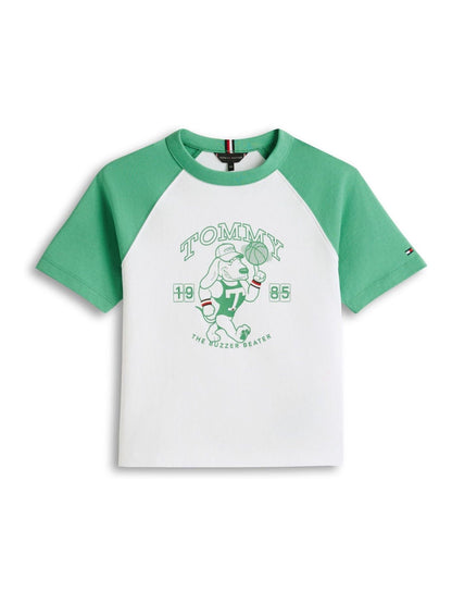 Tommy Hilfiger White Graphic Raglan Crew Neck T-Shirt image 5
