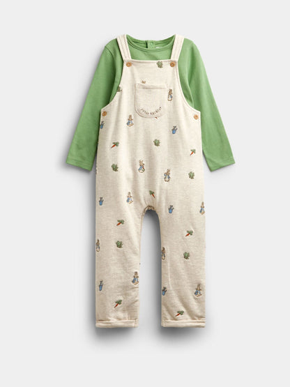 Dsiney Kidz - Jojo Maman Bébé Natural Peter Rabbit™ Embroidered Dungaree & Bodysuit Set image 1