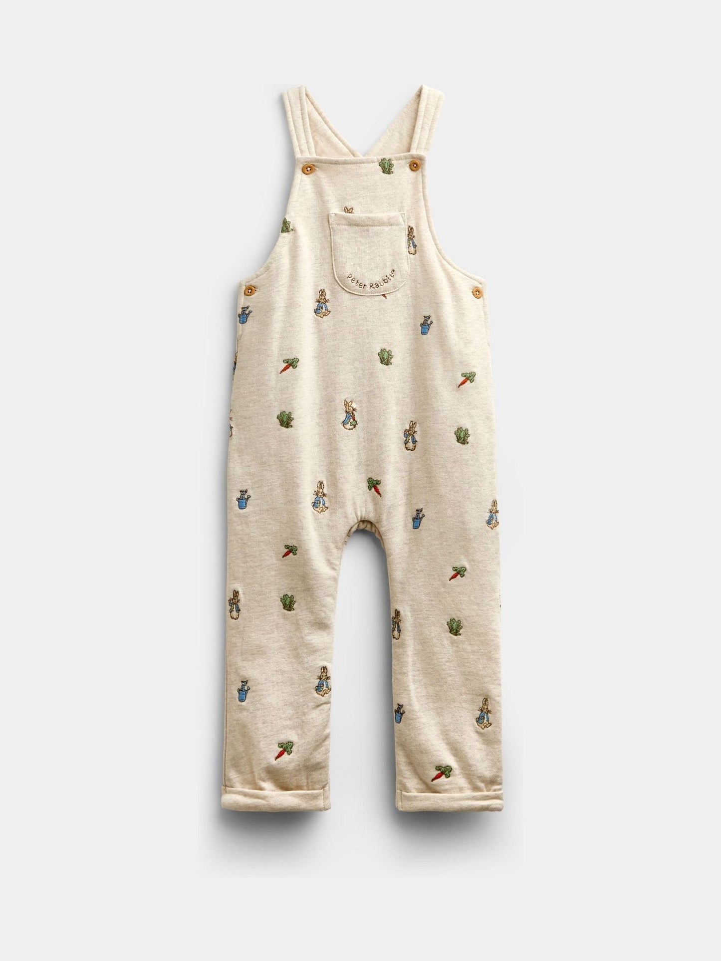 Dsiney Kidz - Jojo Maman Bébé Natural Peter Rabbit™ Embroidered Dungaree & Bodysuit Set image 2