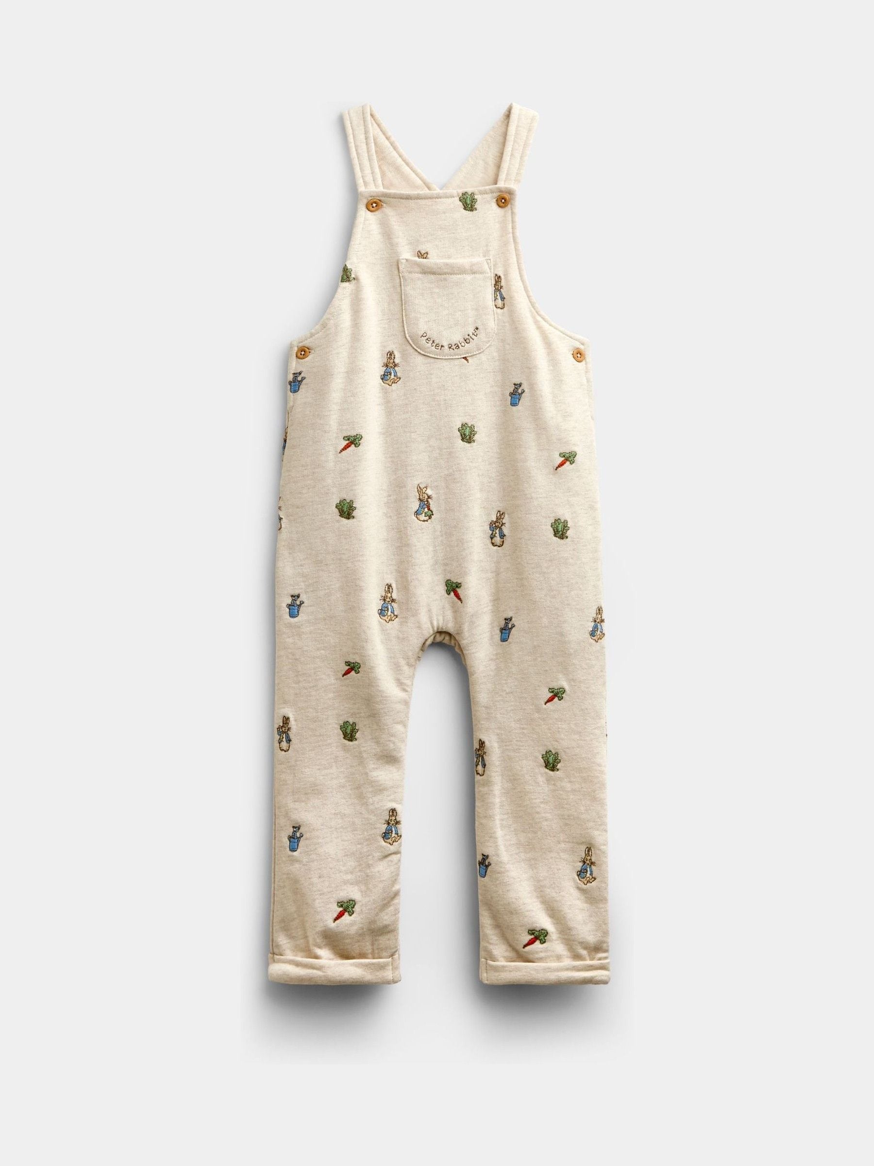 Dsiney Kidz - Jojo Maman Bébé Natural Peter Rabbit™ Embroidered Dungaree & Bodysuit Set image 2