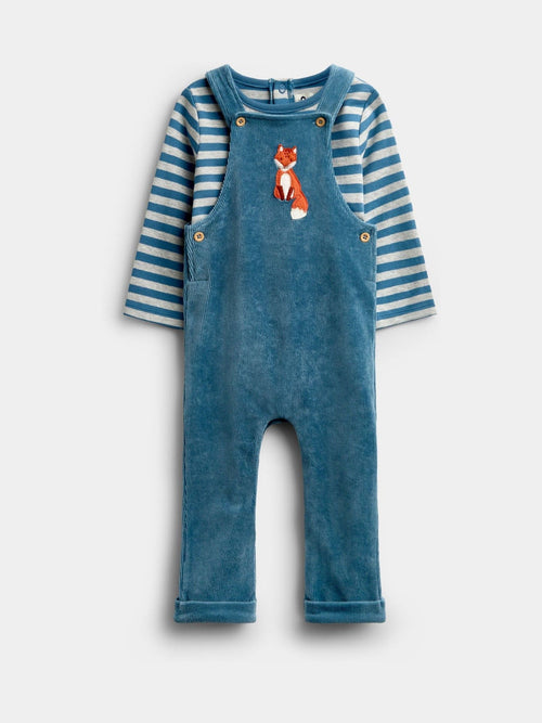 Dsiney Kidz - Jojo Maman Bébé Blue Fox Jersey Dungaree & Bodysuit Set image 1