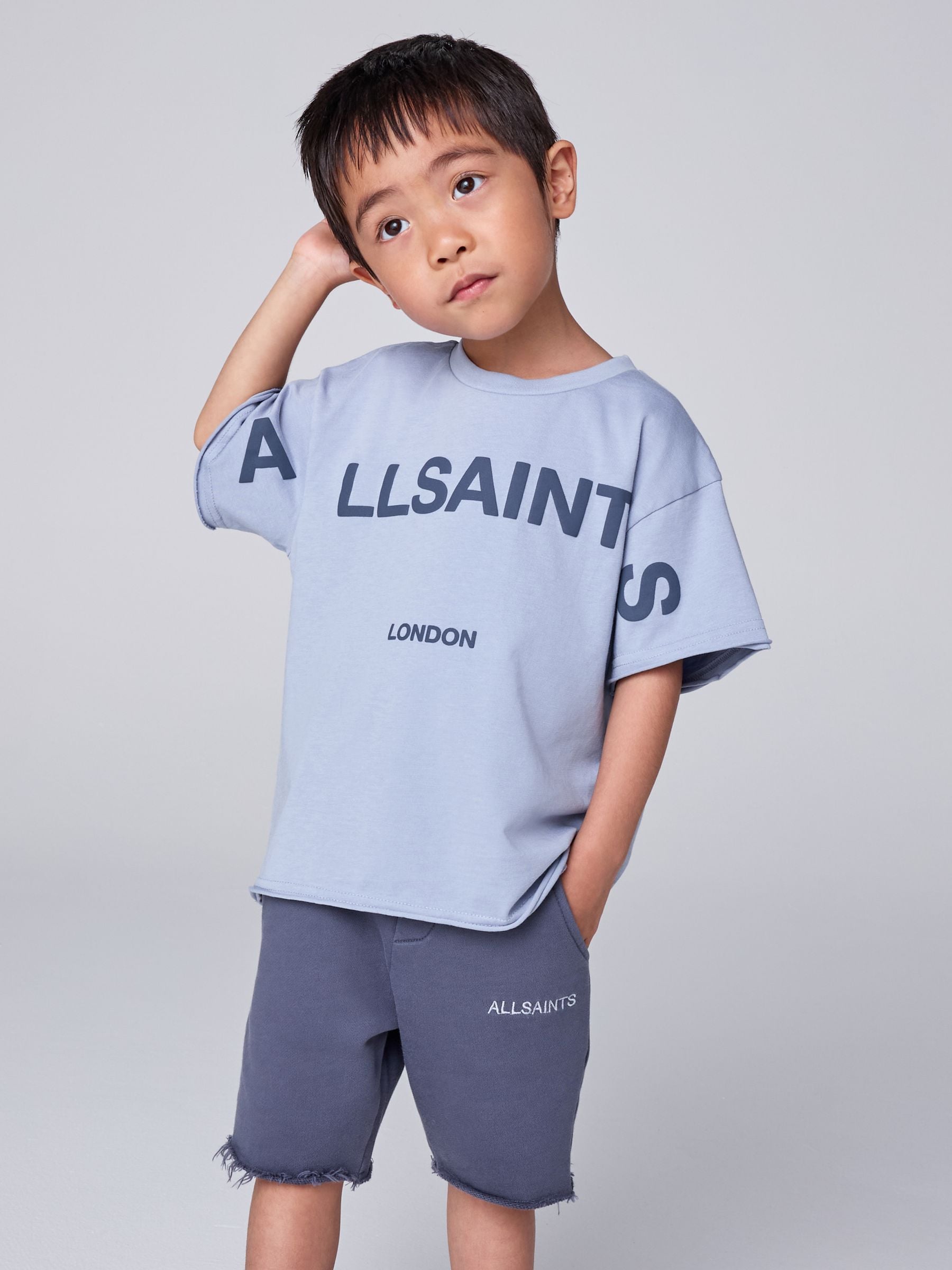 Dsiney Kidz - smALLSAINTS Blue Biggy Oversized T-Shirt and Sweat Shorts Set image 1